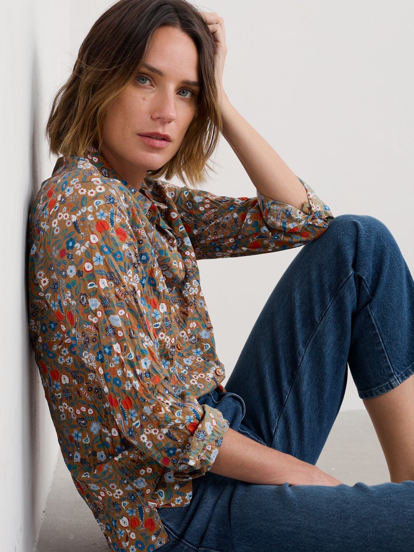 Seasalt Larissa shirt in brown floral