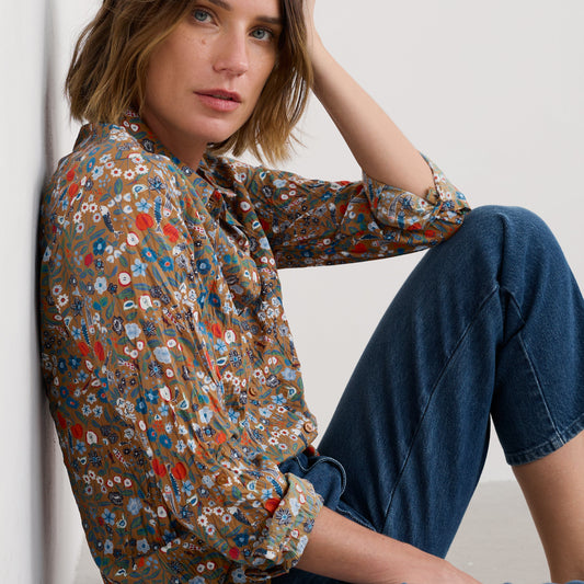 Seasalt Larissa shirt in brown floral