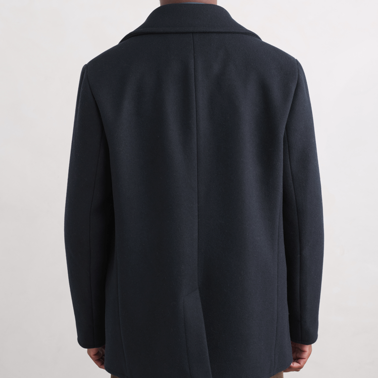 Men's double breasted navy wool overcoat
