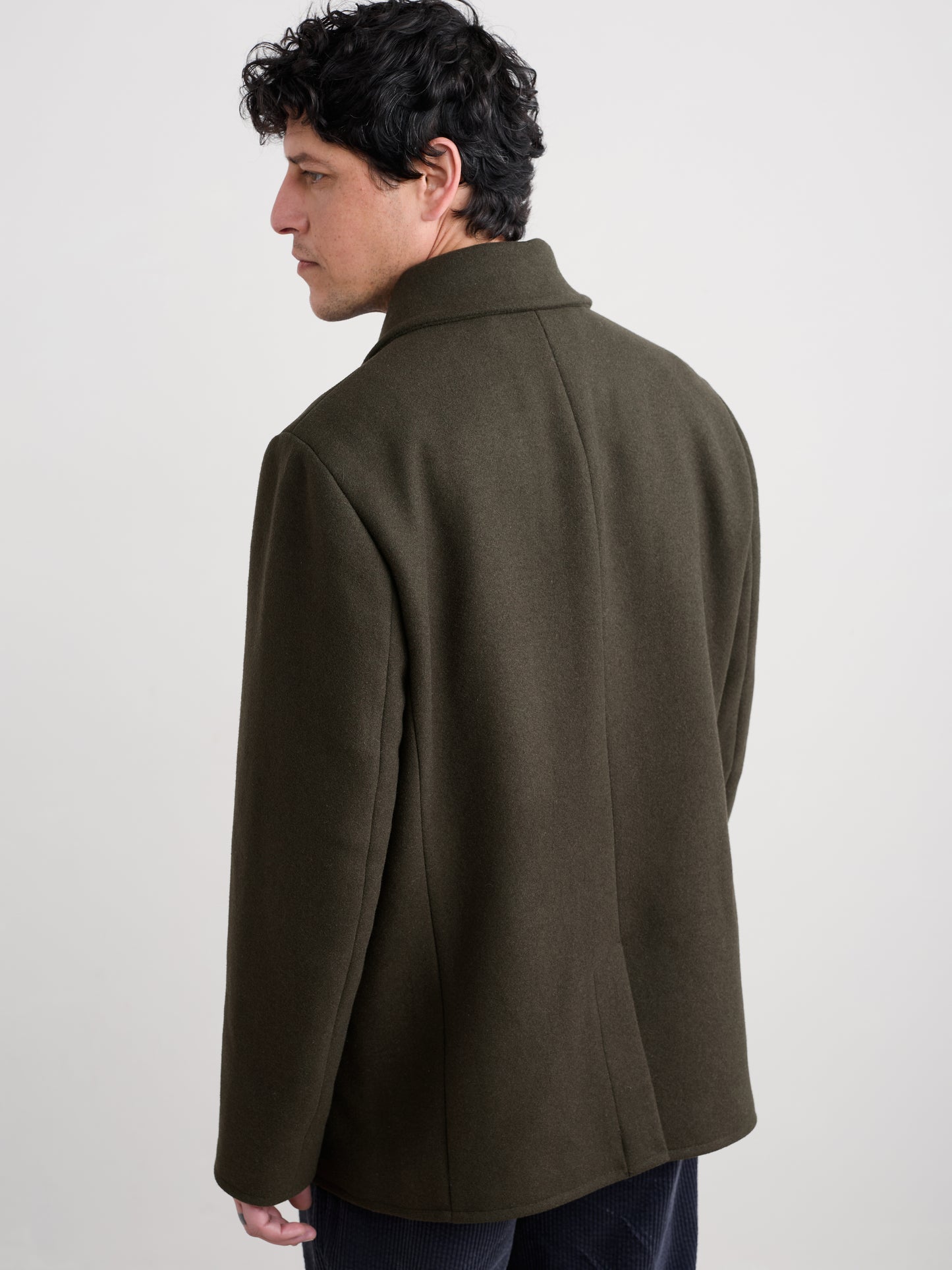 Men's woollen Overcoat in Dark Green