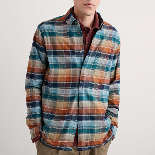 Men's brushed organic cotton shirt in checks by Seasalt