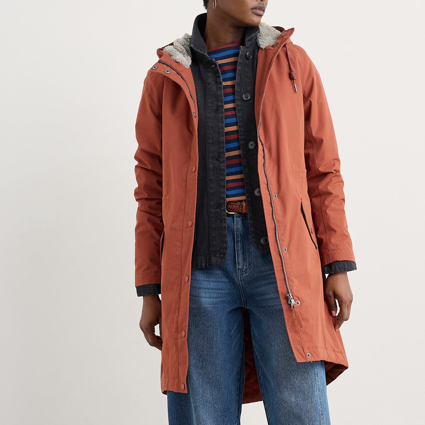 Cotton blend waterproof raincoat for women from Seasalt Cornwall.