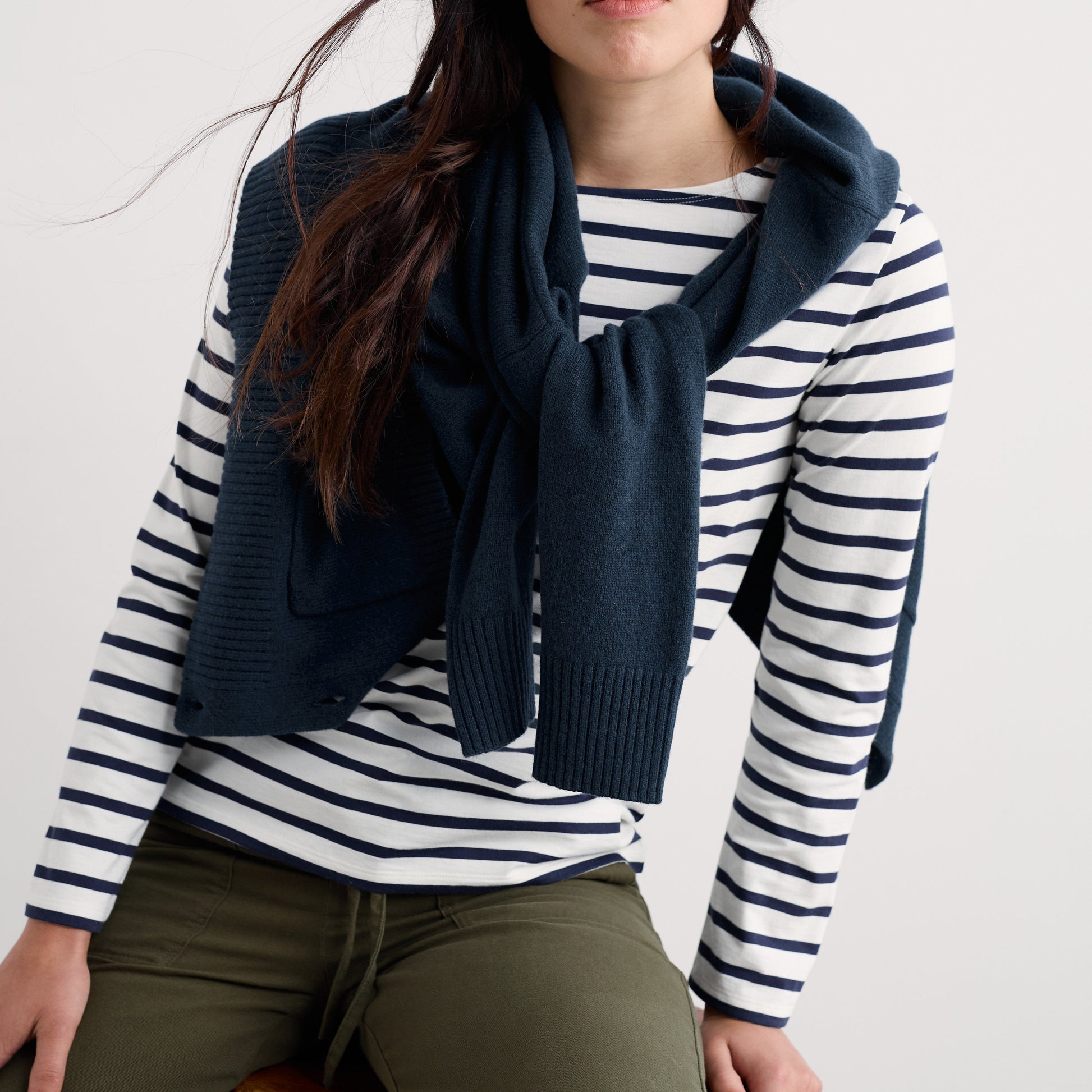 seasalt ccornwall quality cotton t-shirt long sleeve striped