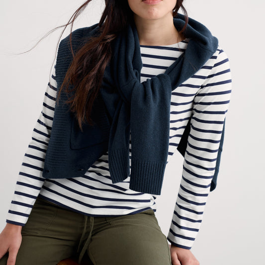 seasalt ccornwall quality cotton t-shirt long sleeve striped