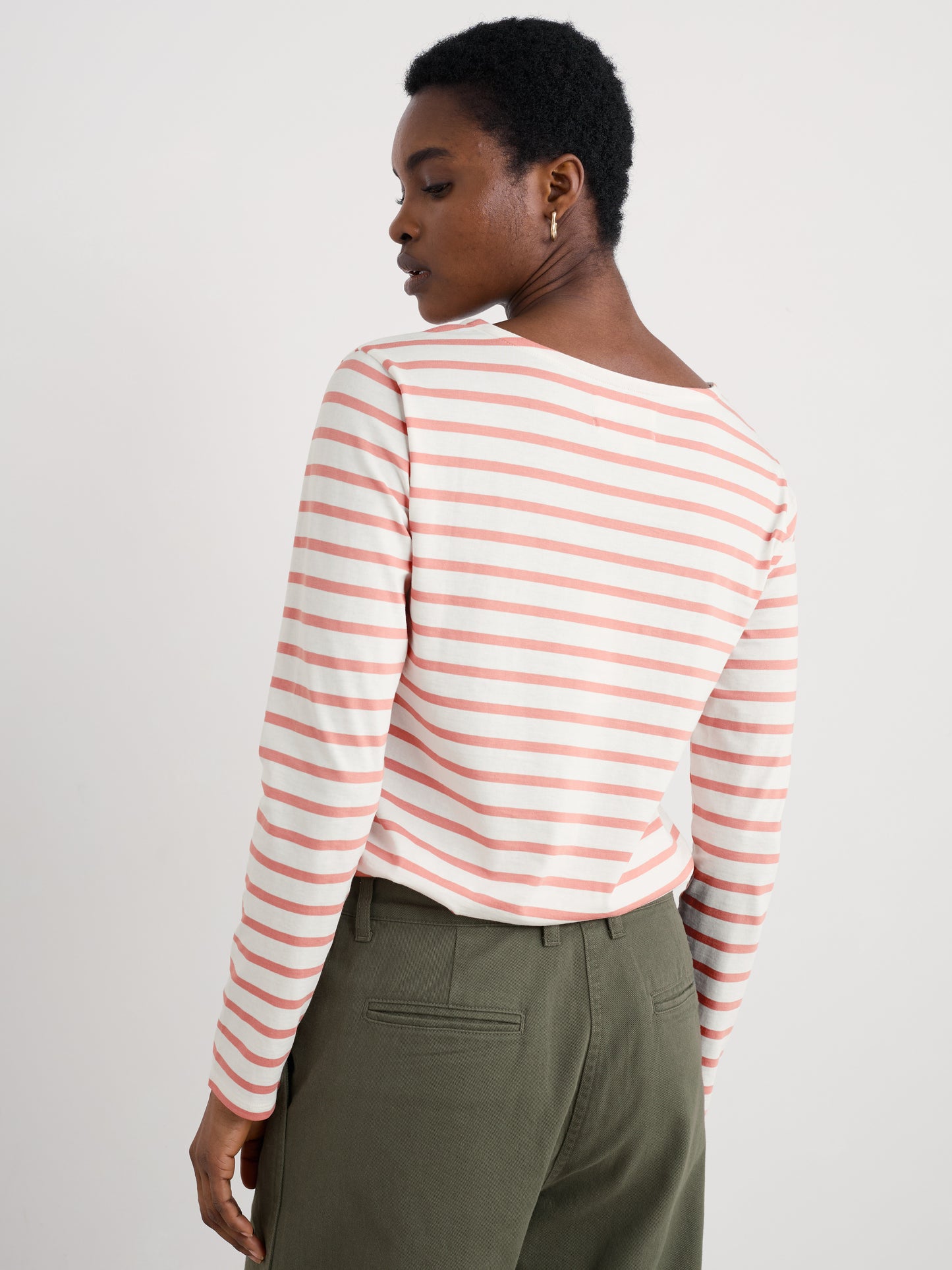 Organic cotton striped Breton top in pink