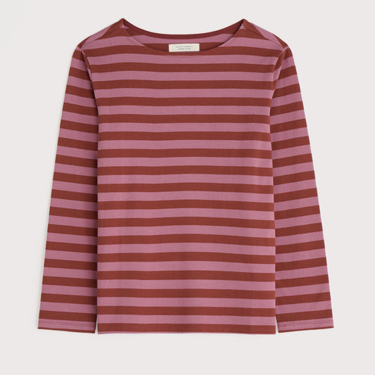 Seasalt Sailor long sleeve sailor shirt in pink and red stripes.