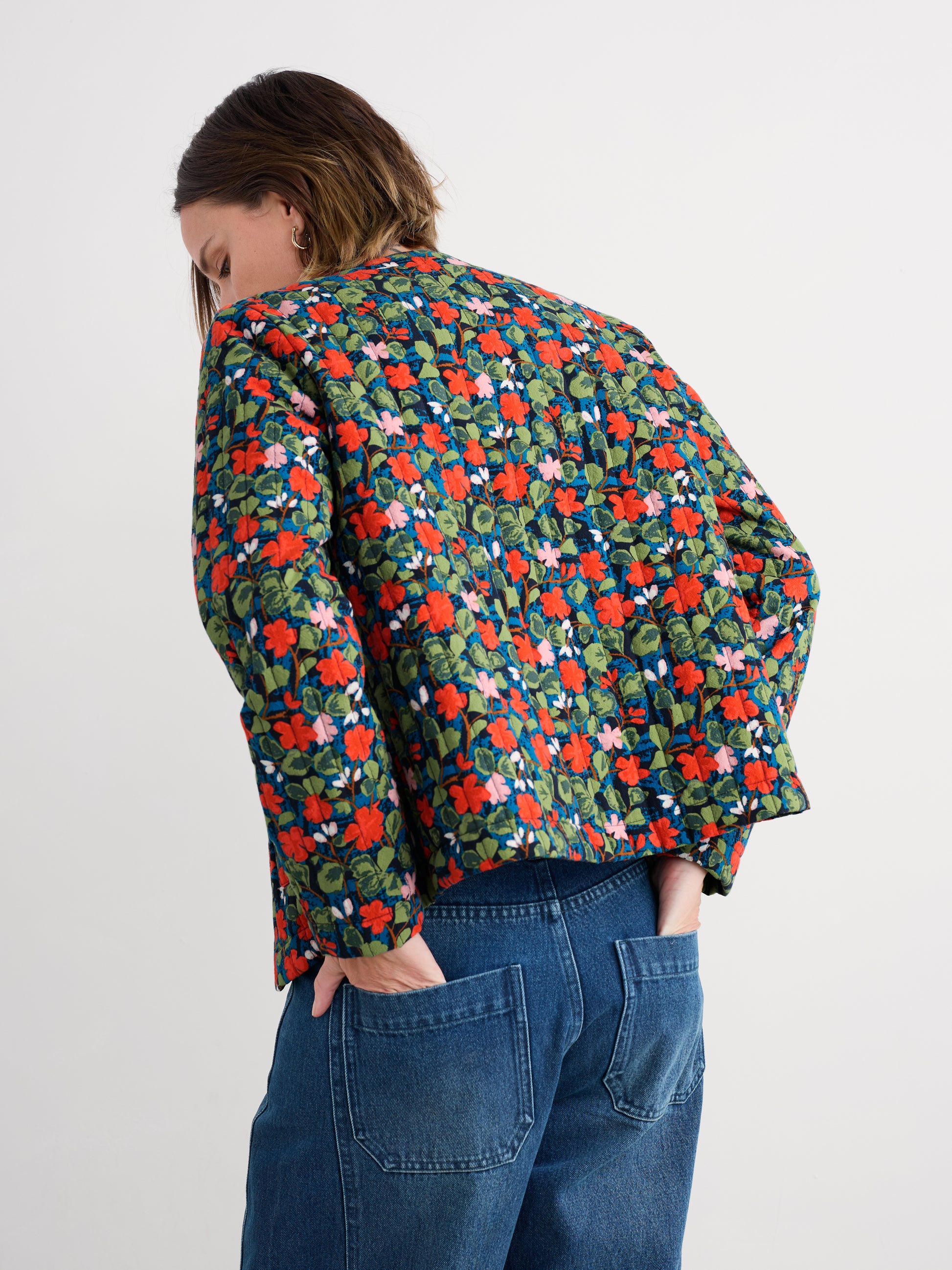 Seasalt padded cotton jacket if red floral