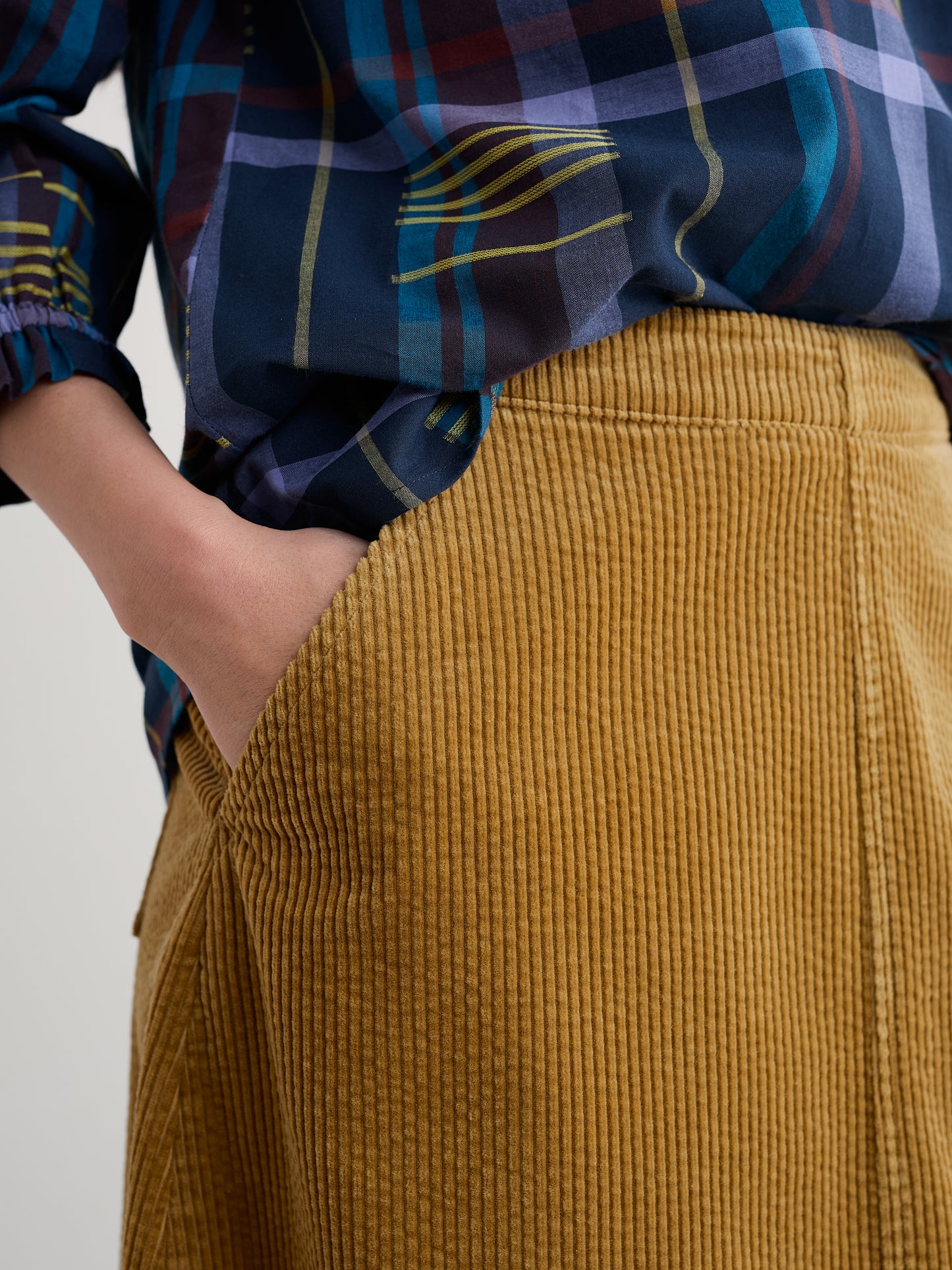 Women's Cord Skirt, A line in Mustard