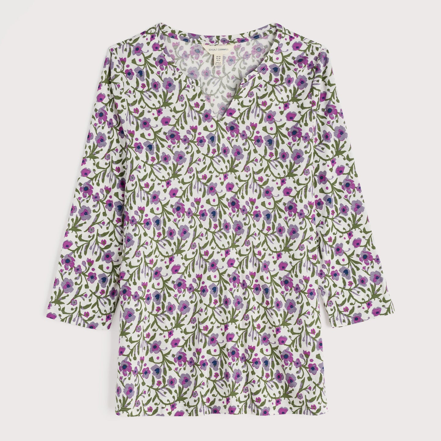 Seasalt 3/4 sleeve kellow top in Blotted Anemone chalk