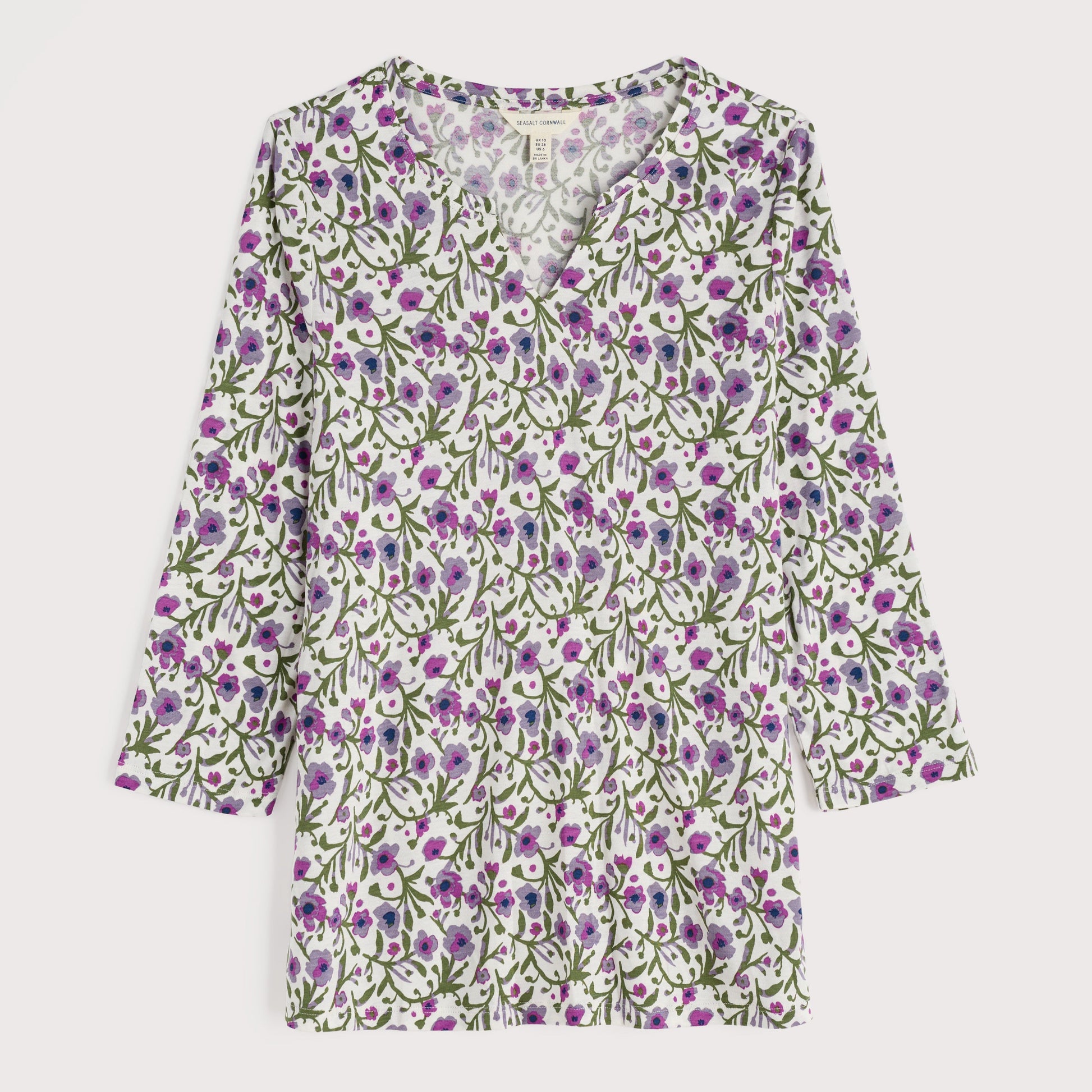Seasalt 3/4 sleeve kellow top in Blotted Anemone chalk