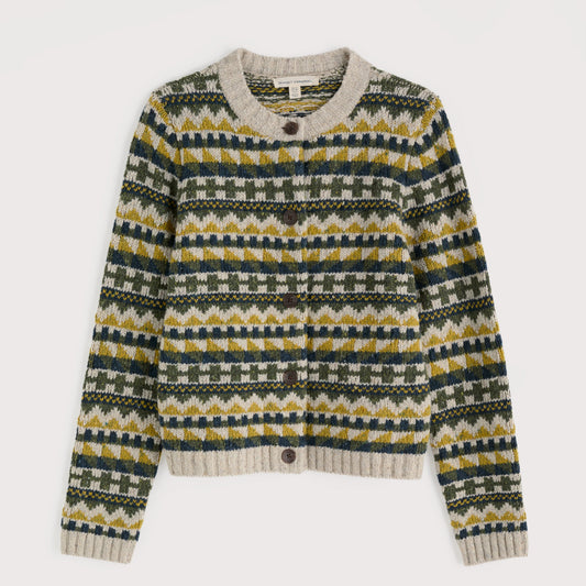 Seasalt Cornwall Dawson Pick Cardigan Zig ag Fairisle in Merino Wool Blend