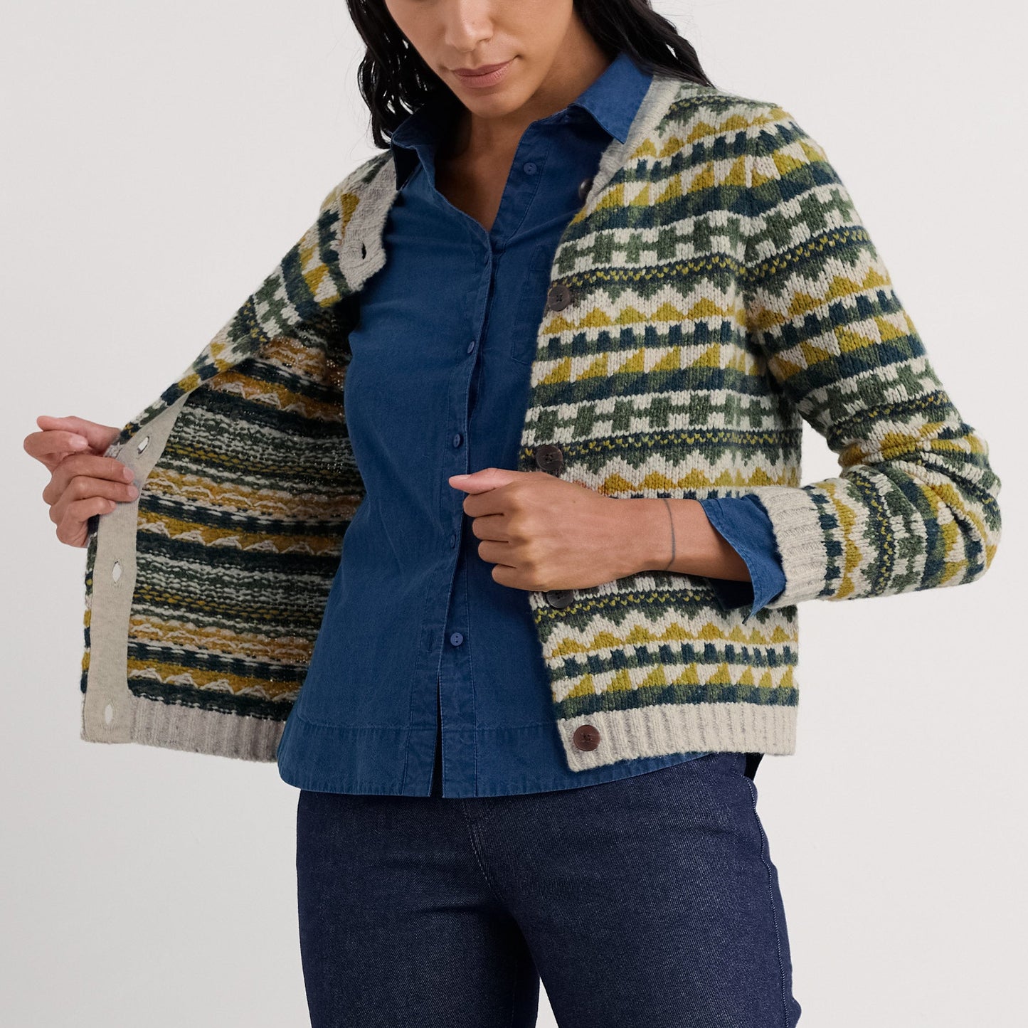 Seasalt Clothing Dawson Pick cardigan in Zig Zag Alpine