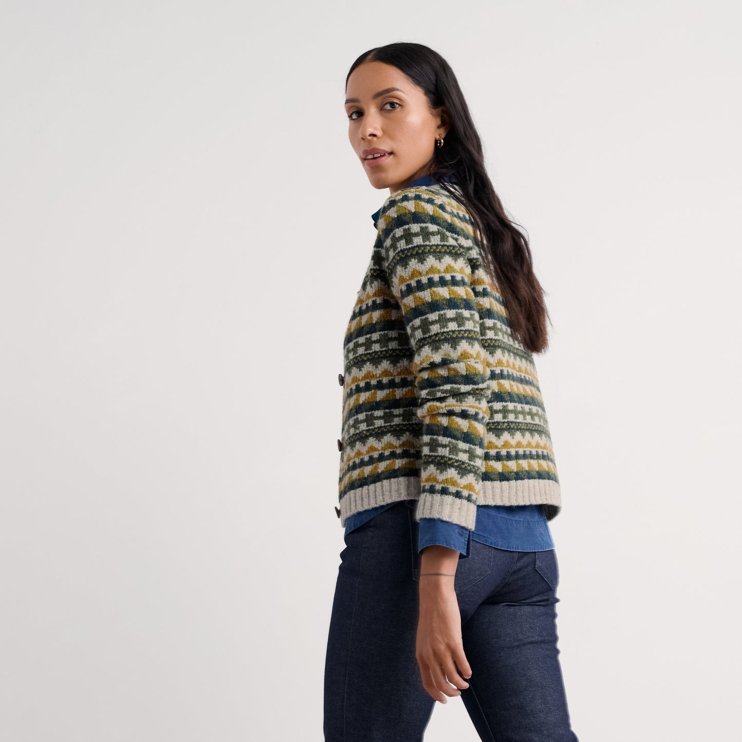 Seasalt Fairisle cardigan Merino Blend. Dawson Pick