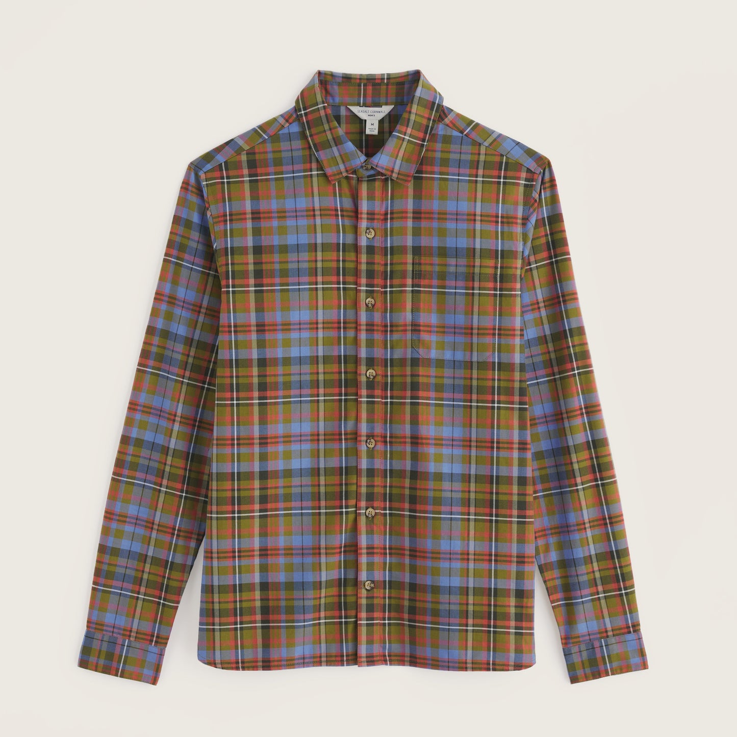 Seasalt Cornwall Men's Shirt Cotton Check. Goosander.