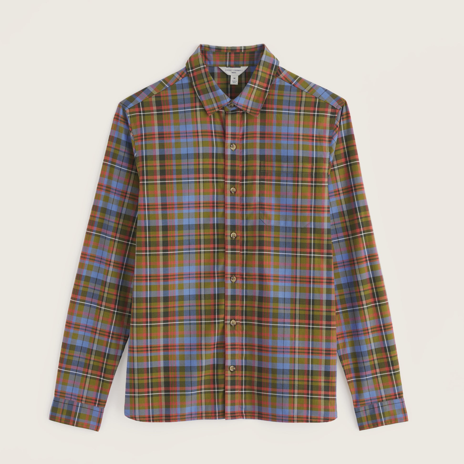 Seasalt Cornwall Men's Shirt Cotton Check. Goosander.