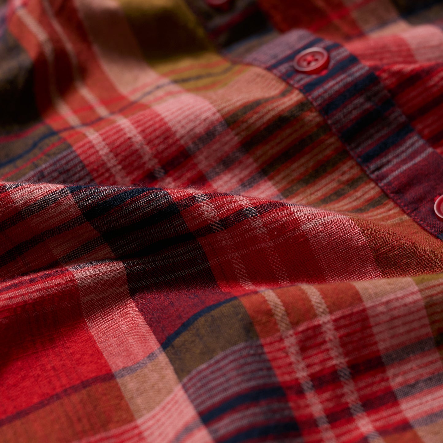 Seasalt Cornwall organic cotton plaid shirt in reds