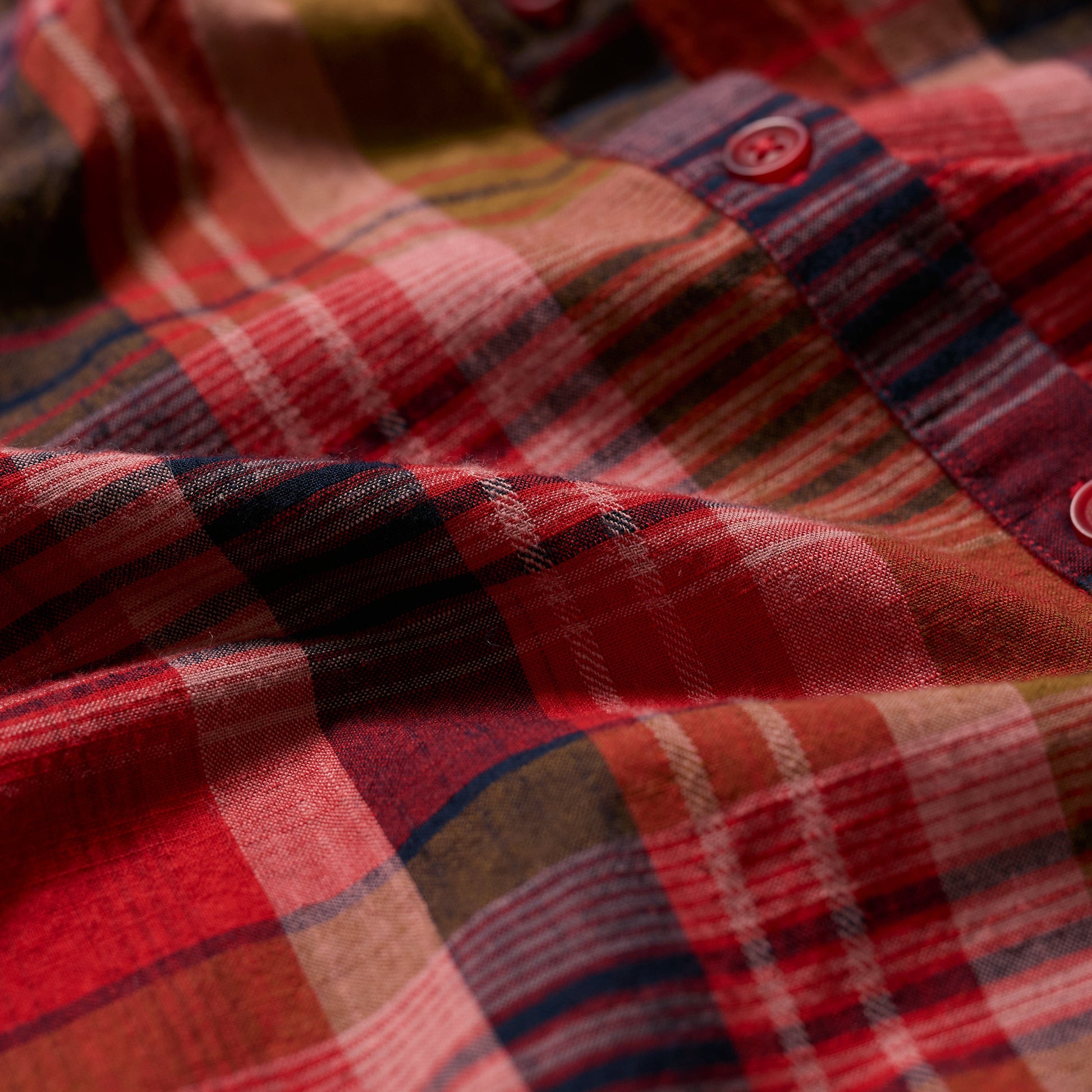 Seasalt Cornwall organic cotton plaid shirt in reds