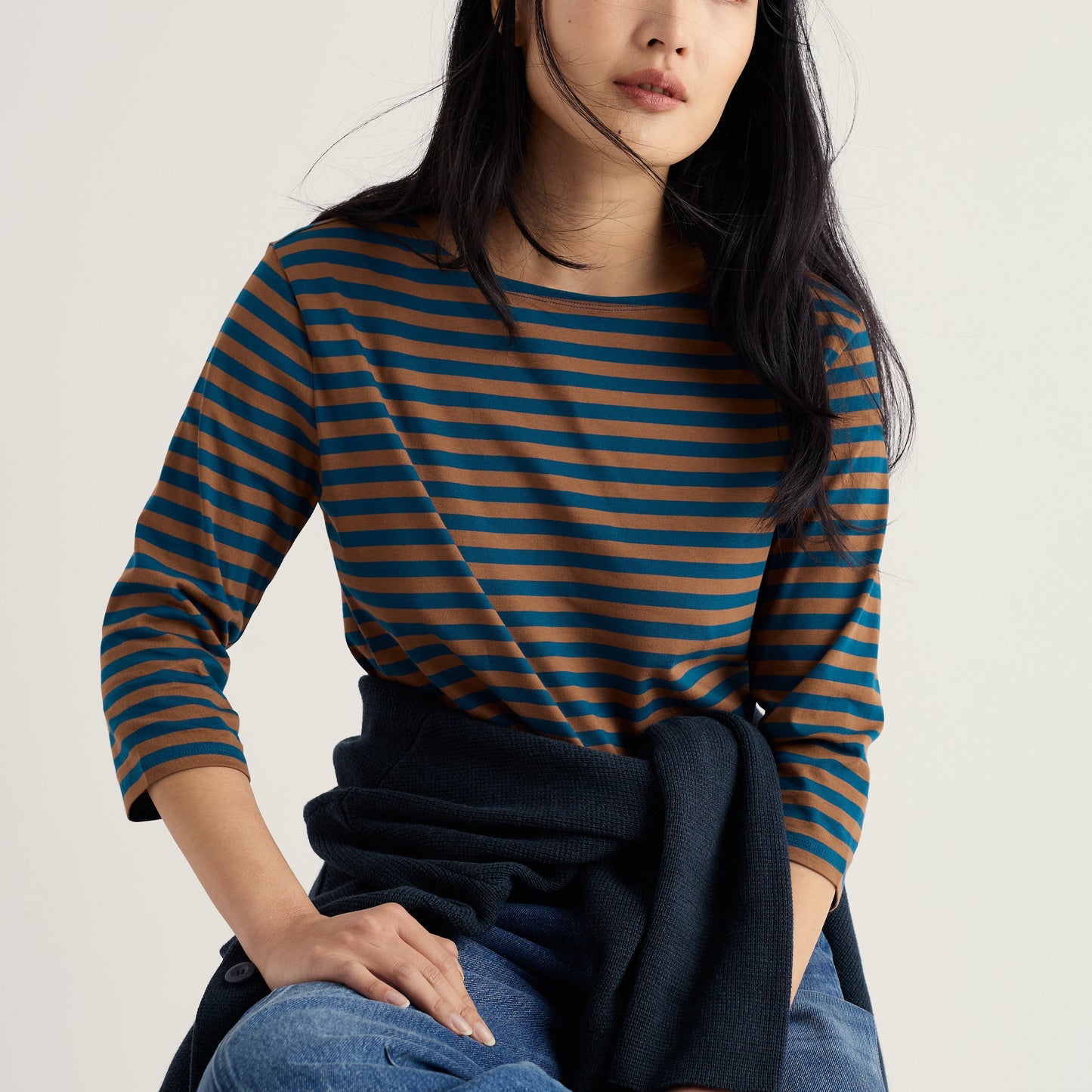 Seasalt Cornwall Australia Sailor top navy and toffee