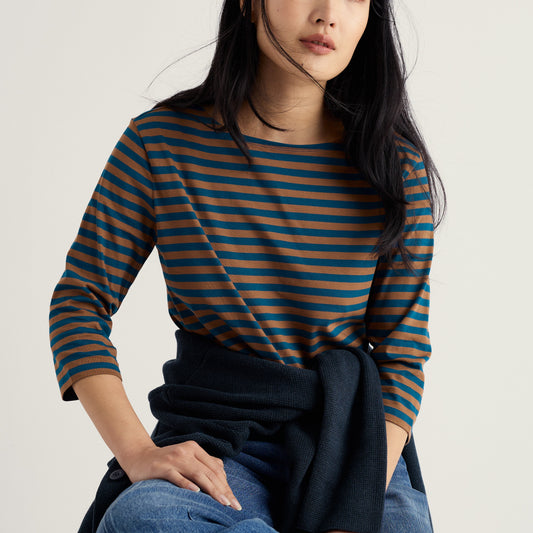 Seasalt Cornwall Australia Sailor top navy and toffee