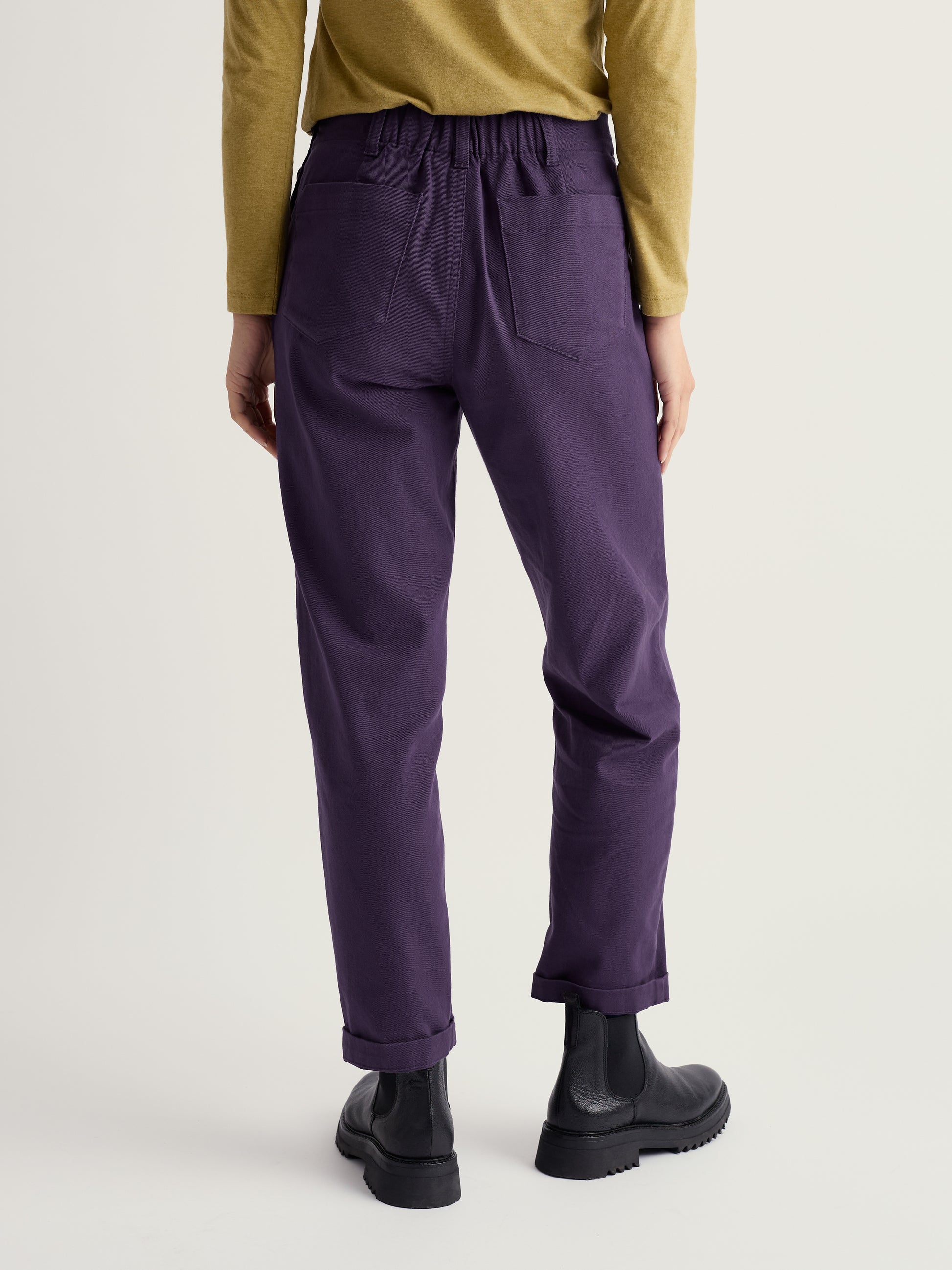 Seasalt Australia Waterdance pants for women. Cotton in Dark Violet