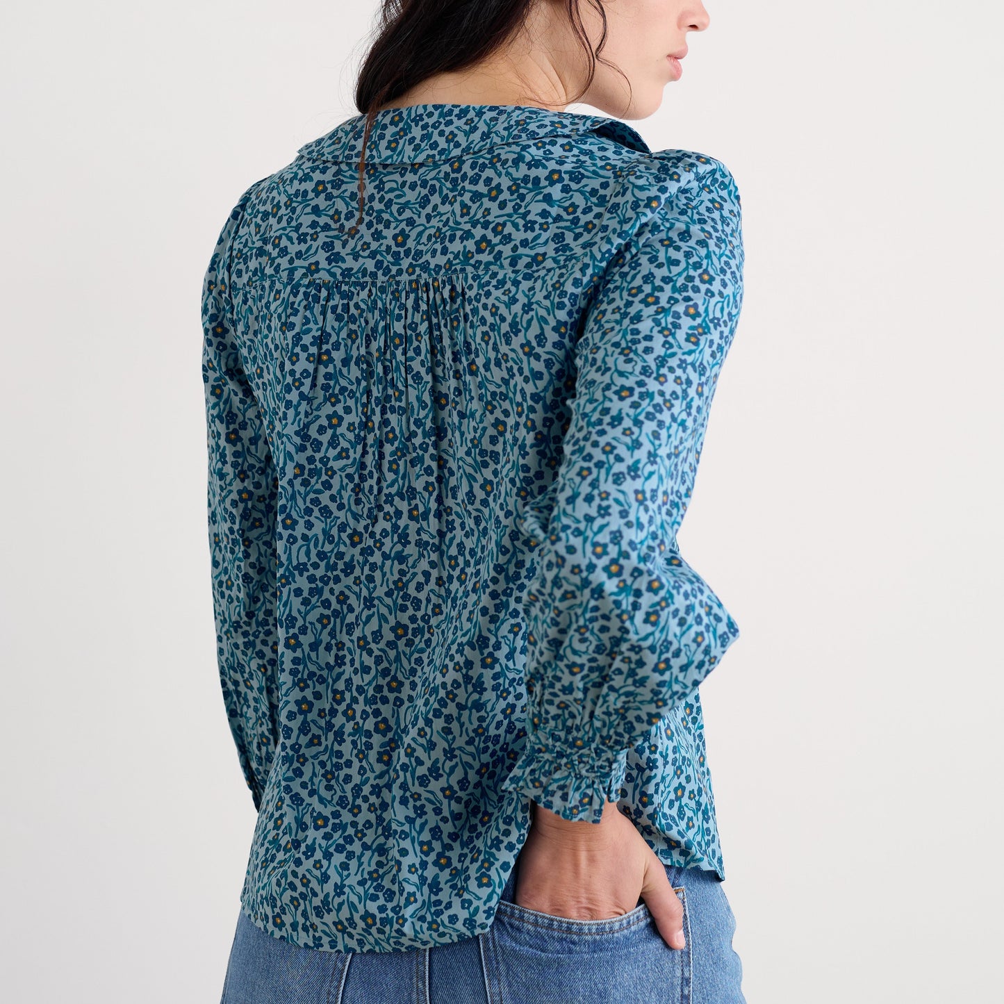 Seasalt Ysella top - blue flowers print on cotton top