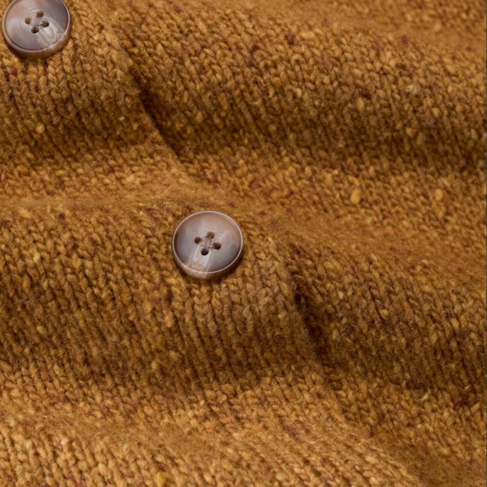 Wmen's Wool Fleck Cardigan in Mustard