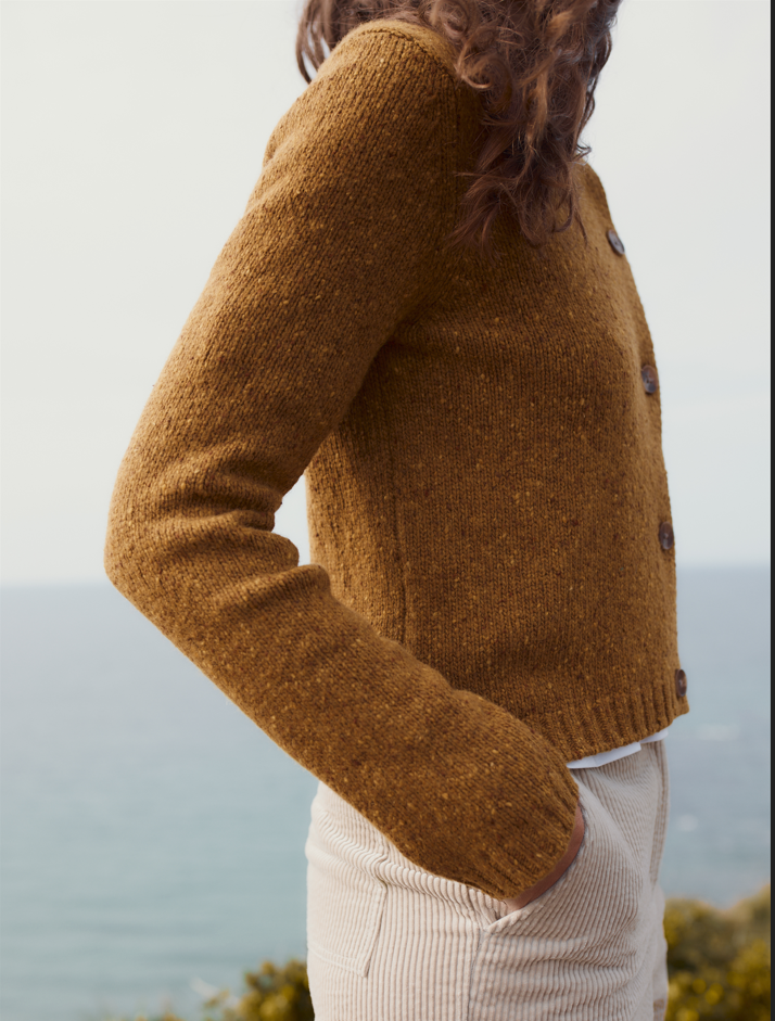 Chunky cardigan for women in Mustard from Seasalt.