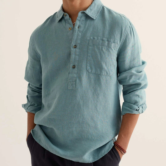 Seasalt Cornwall Men's linen shirt in teal