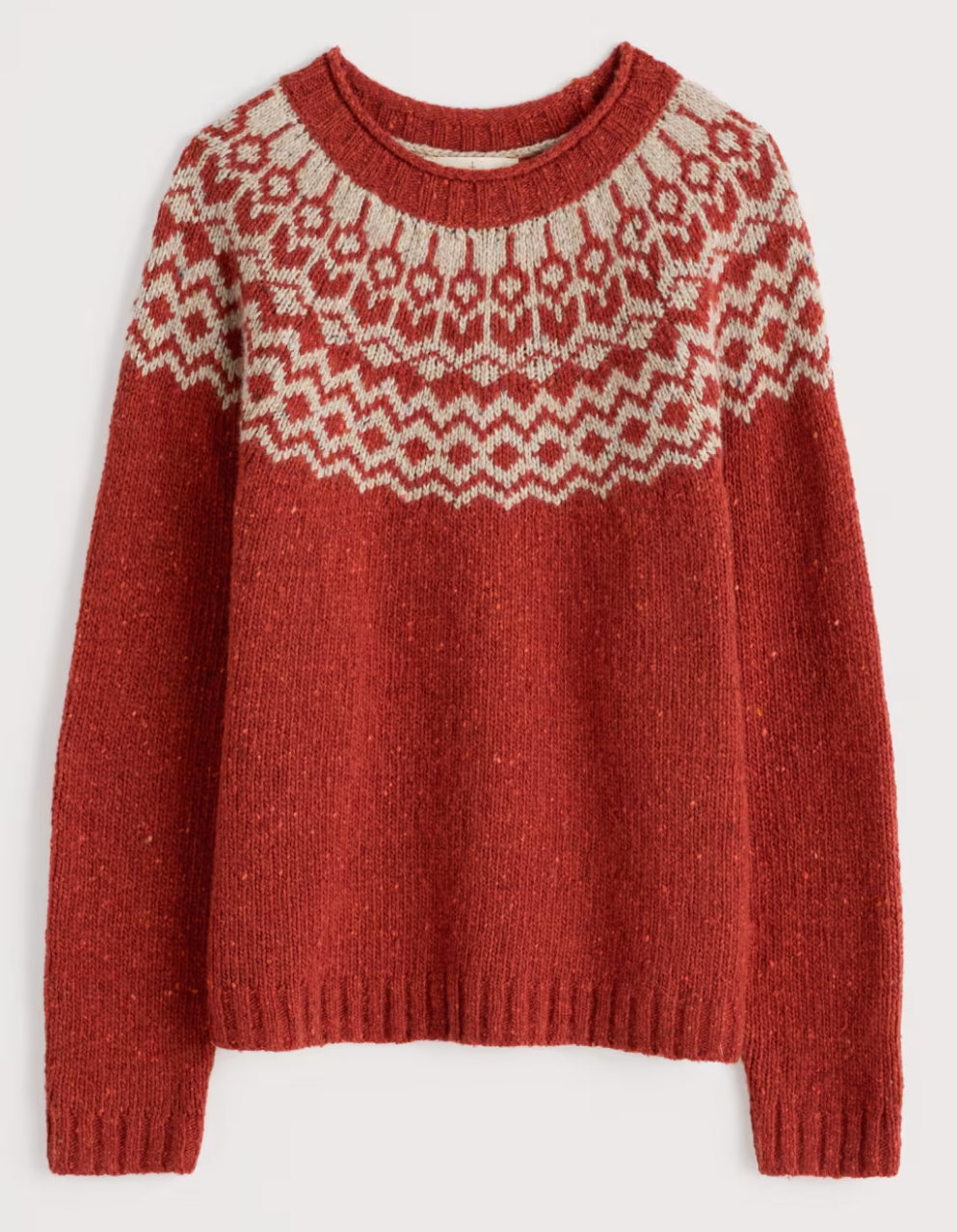 Seasalt chunky fairisle merino wool jumper in red