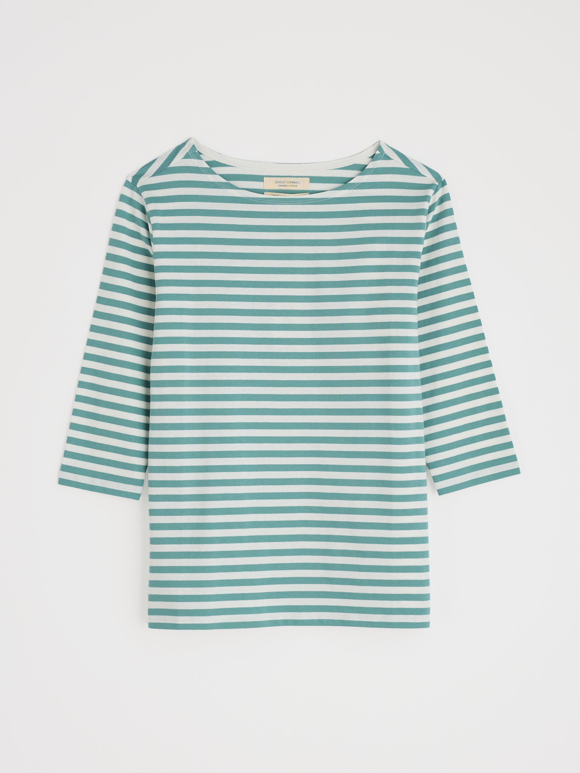 Organic cotton 3/4 sleeve striped t shirt