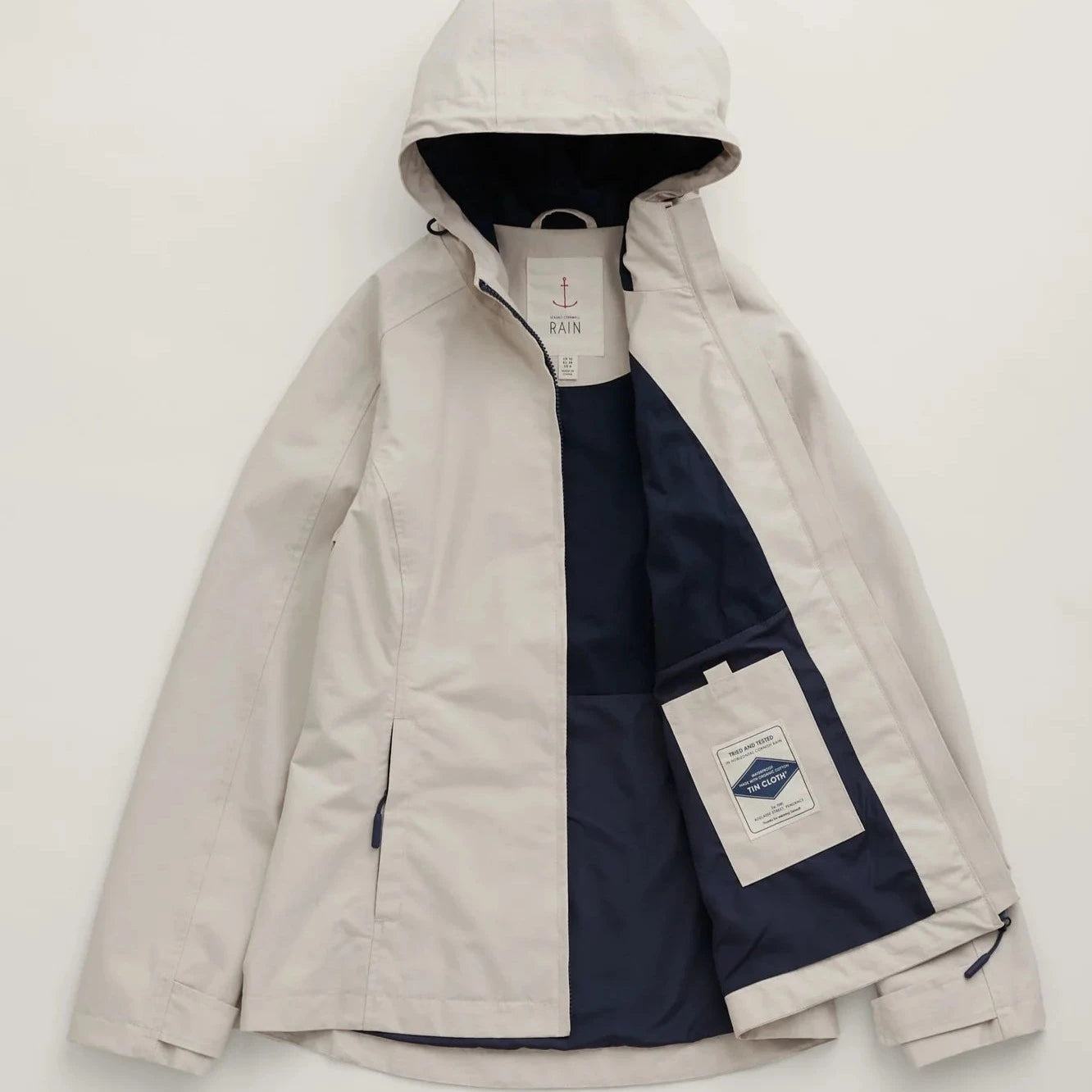 Seasalt Cornwall rain coat in natural or stone.