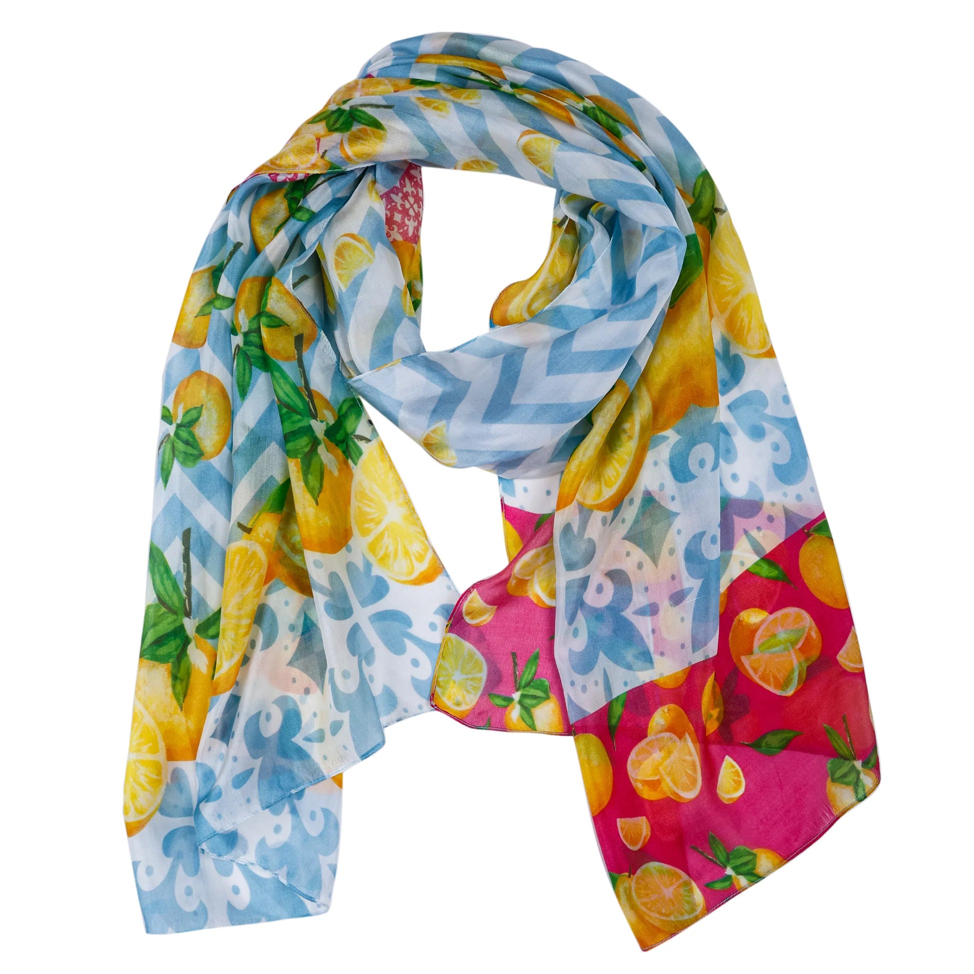 Silk Scarf for summer. Lemons.