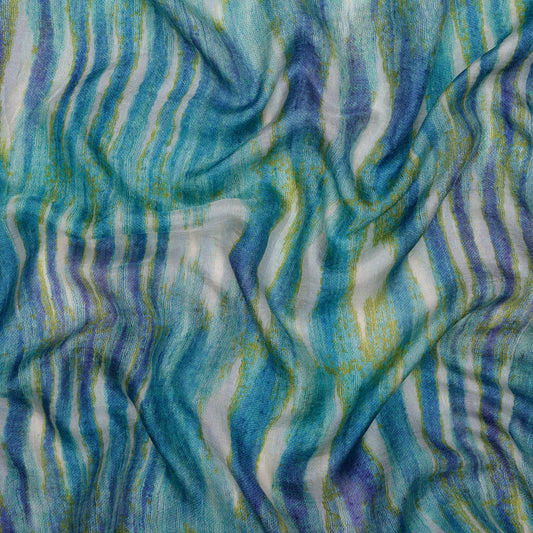 Pure silk scarf in soft purple and green.