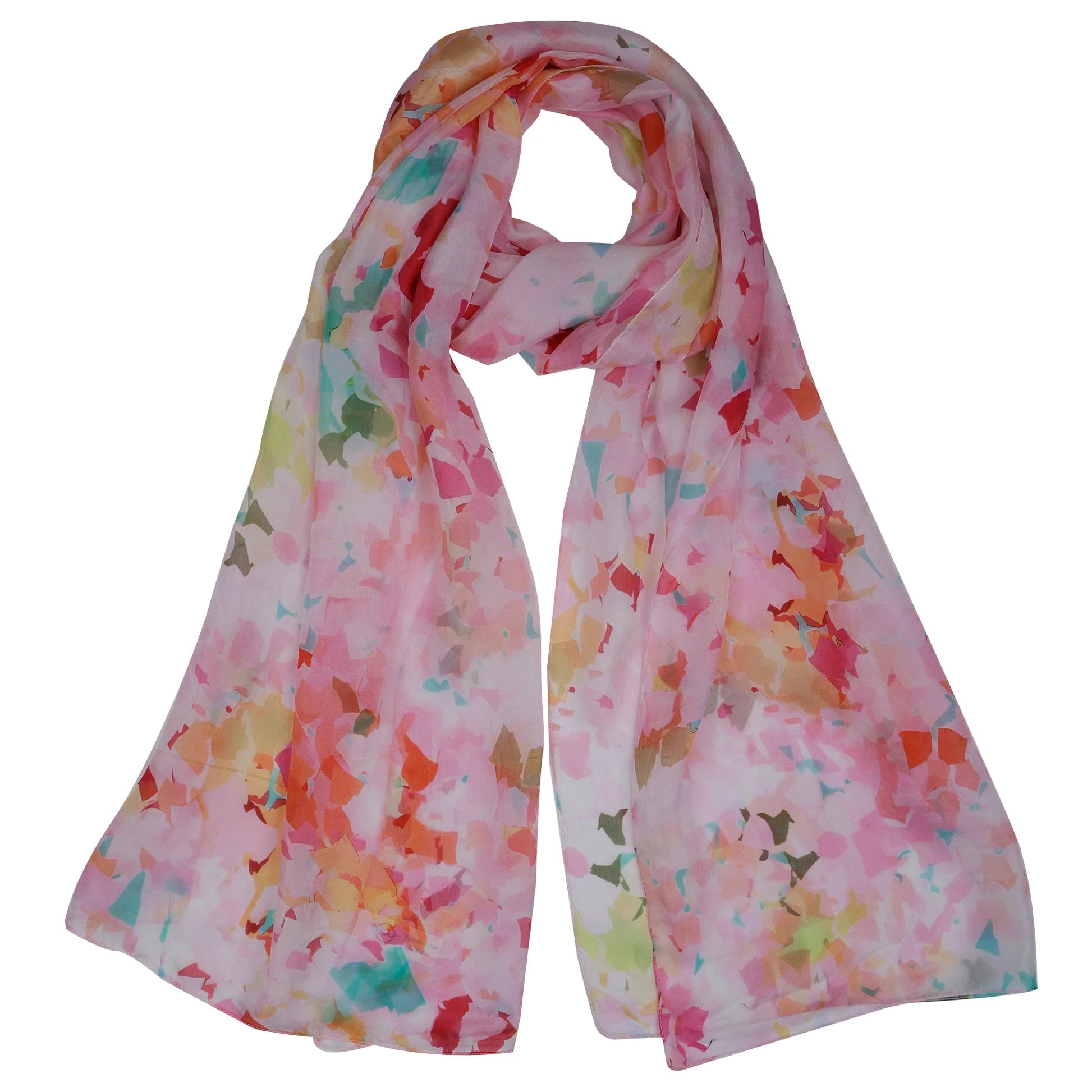 Feminine pink silk scarf.