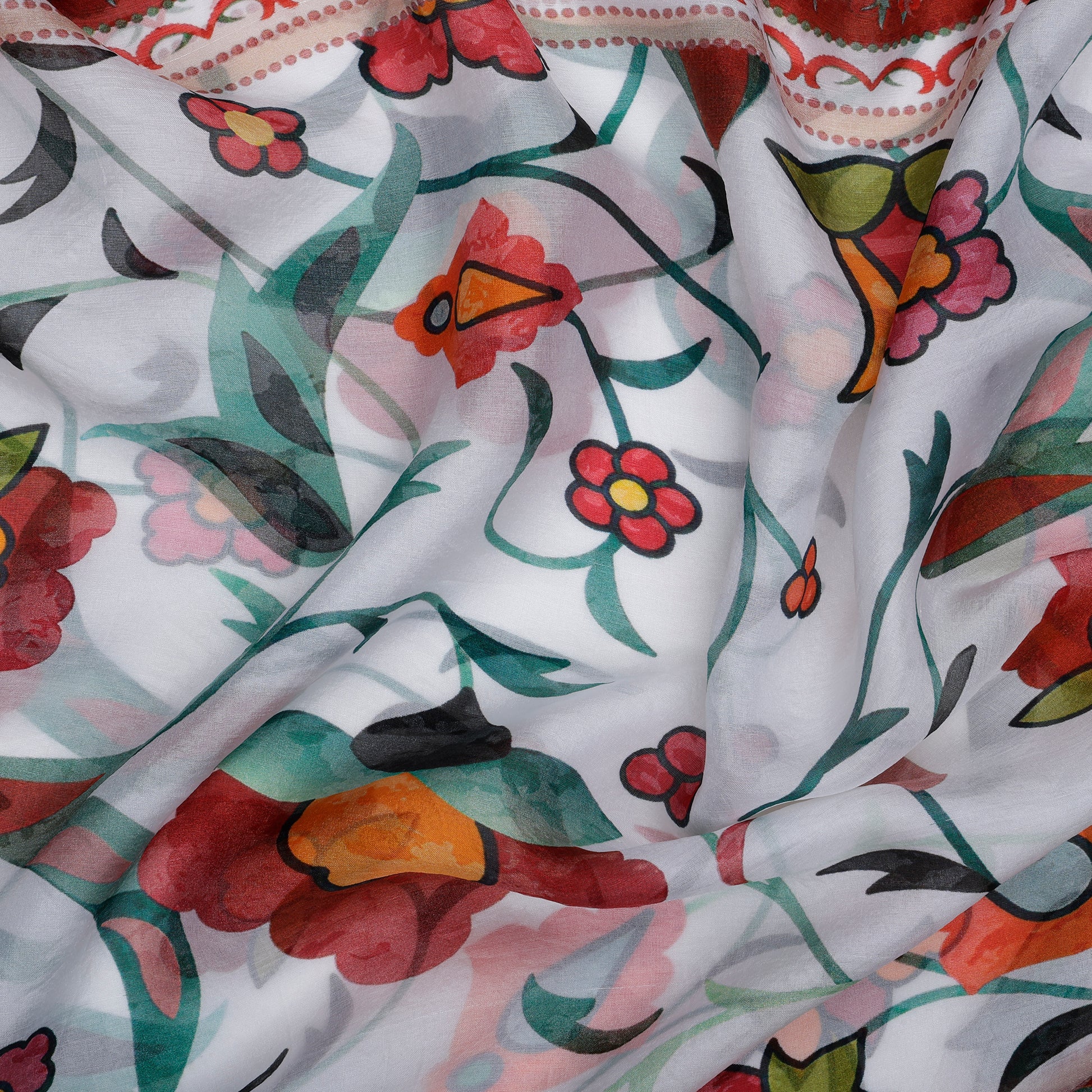 Silk Scarf from Namaskar. Cherries and a boarder.