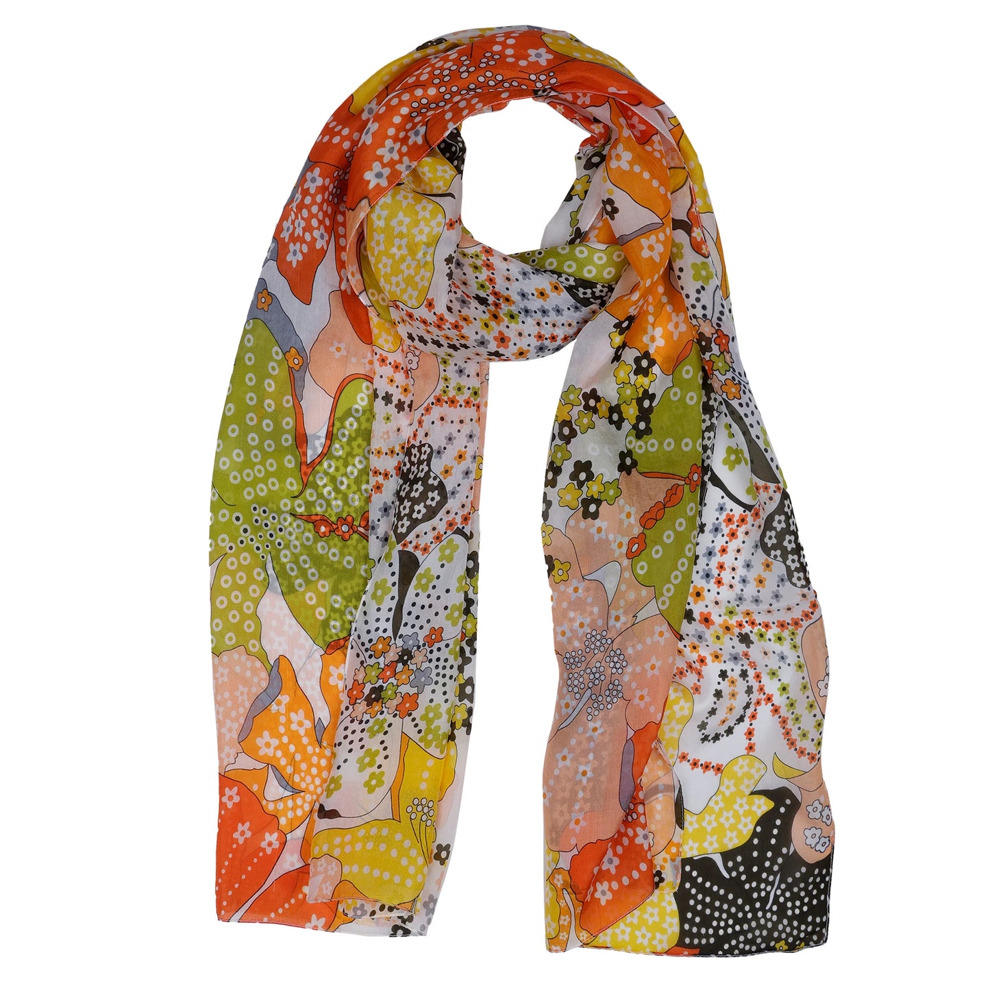 Summer silk scarf in yellows and orange.