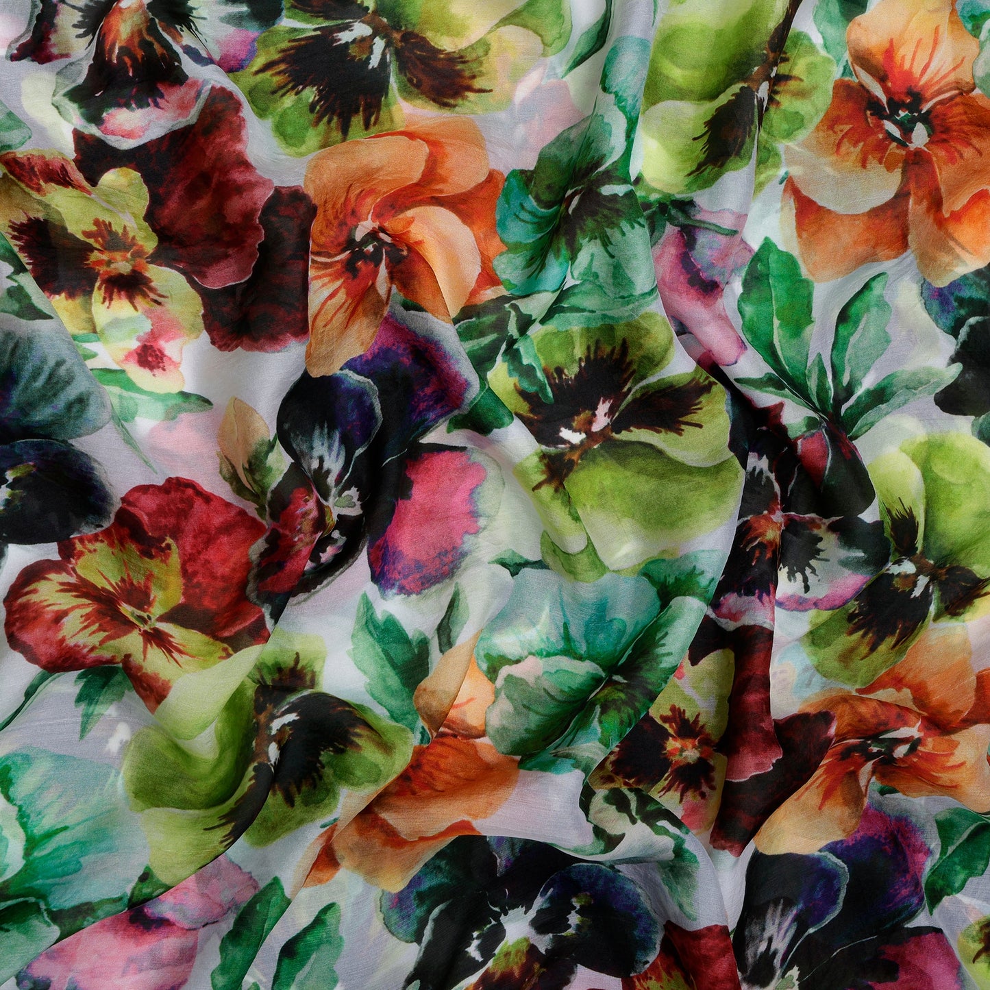 Silk scarf with pansies.