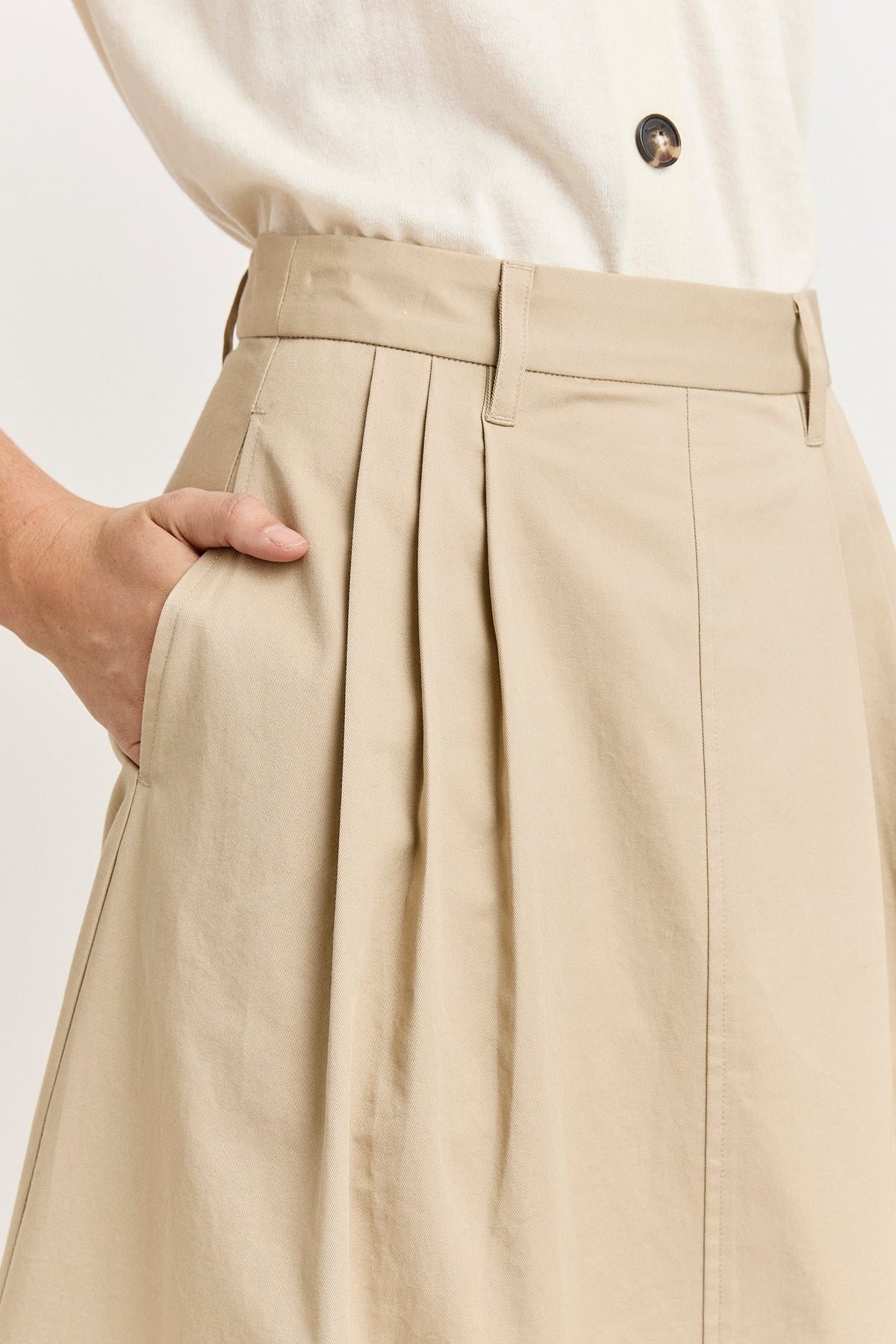 Toorallie Pleated Skirt in Oatmeal - Summer skirt.