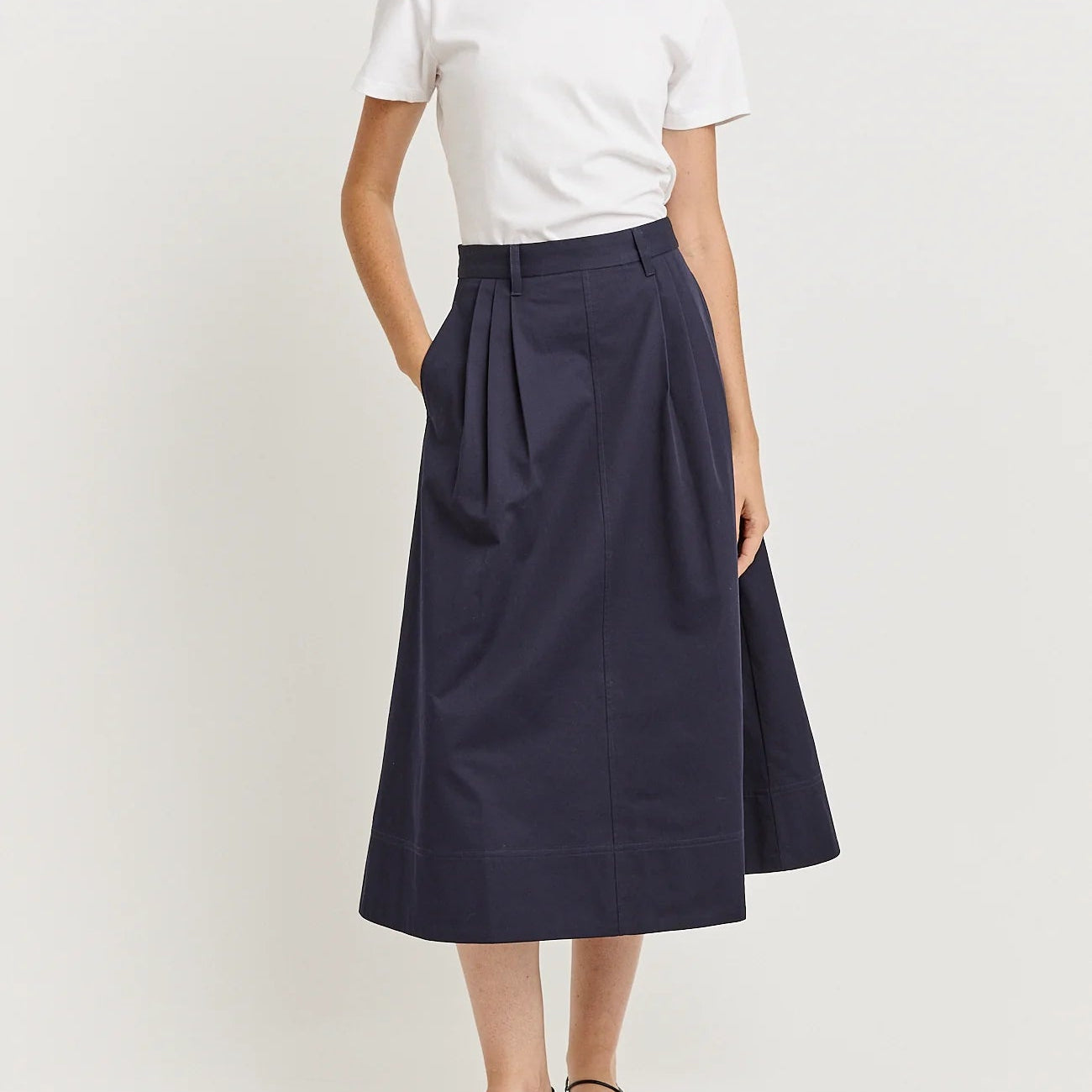 Toorallie Pleat detail Skirt in Navy