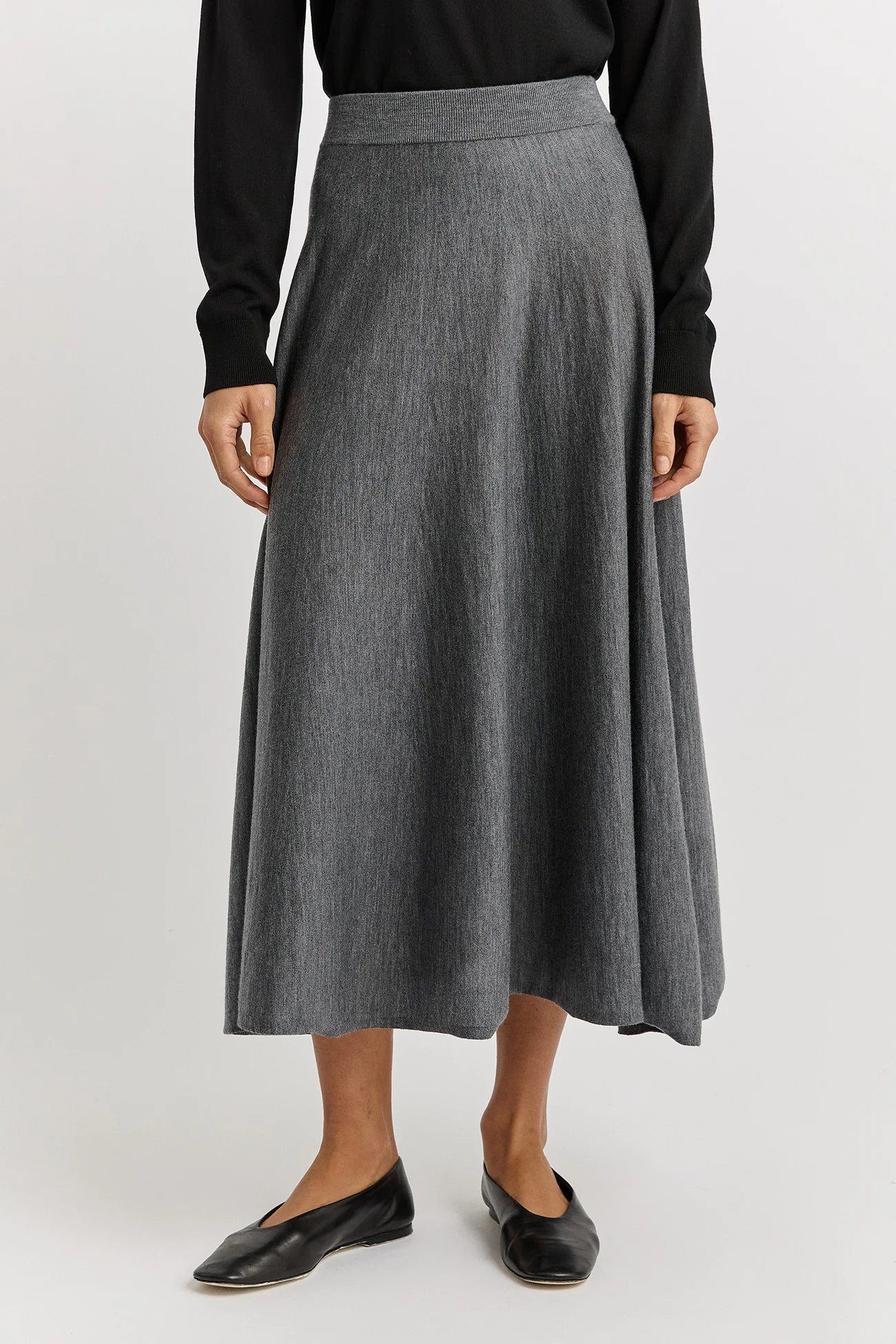 Toorallie A line merino wool skirt in grey or zinc