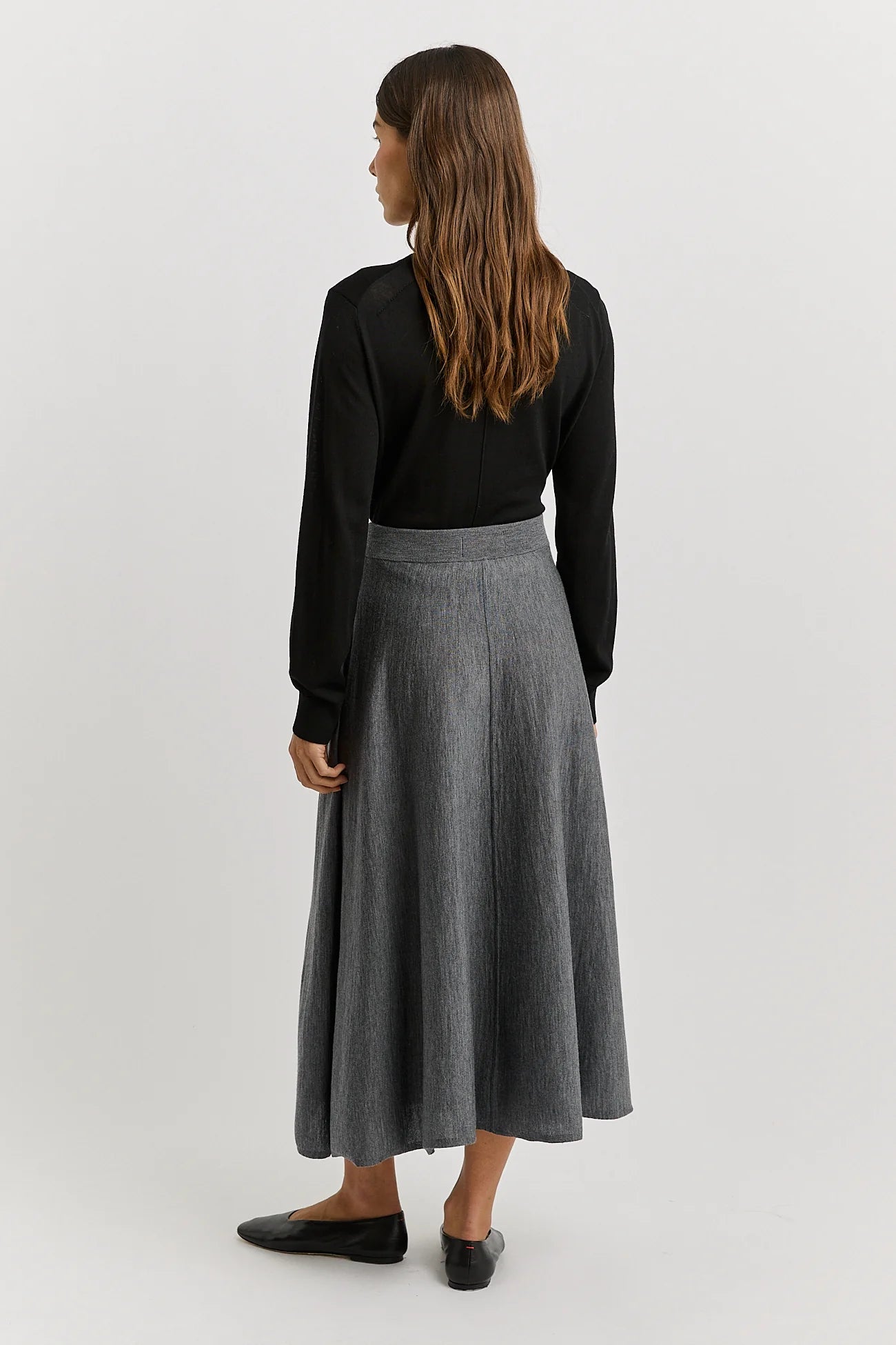 Toorallie A line merino wool skirt in grey or zinc