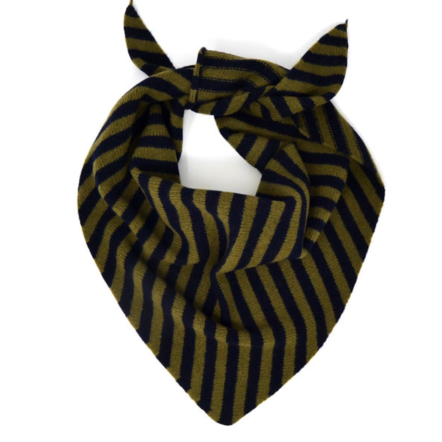 Triangle Scarf knitted in soft Merino wool - stripe. Scottish knitwear, small production.