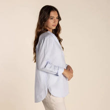 Ice blue linen shirt from Two T's.