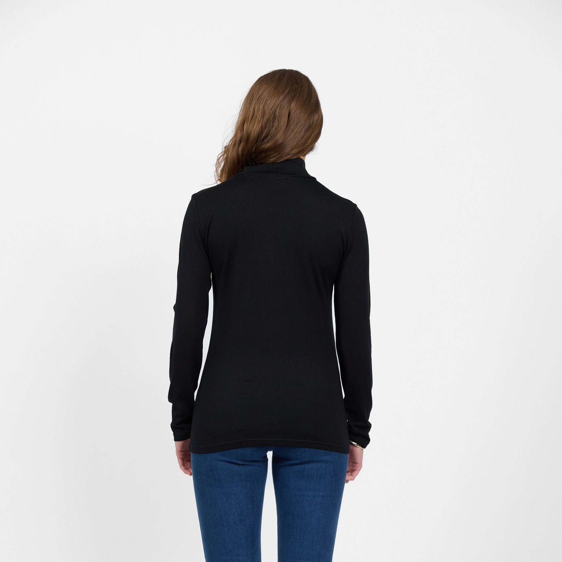 Black high neck merino wool top