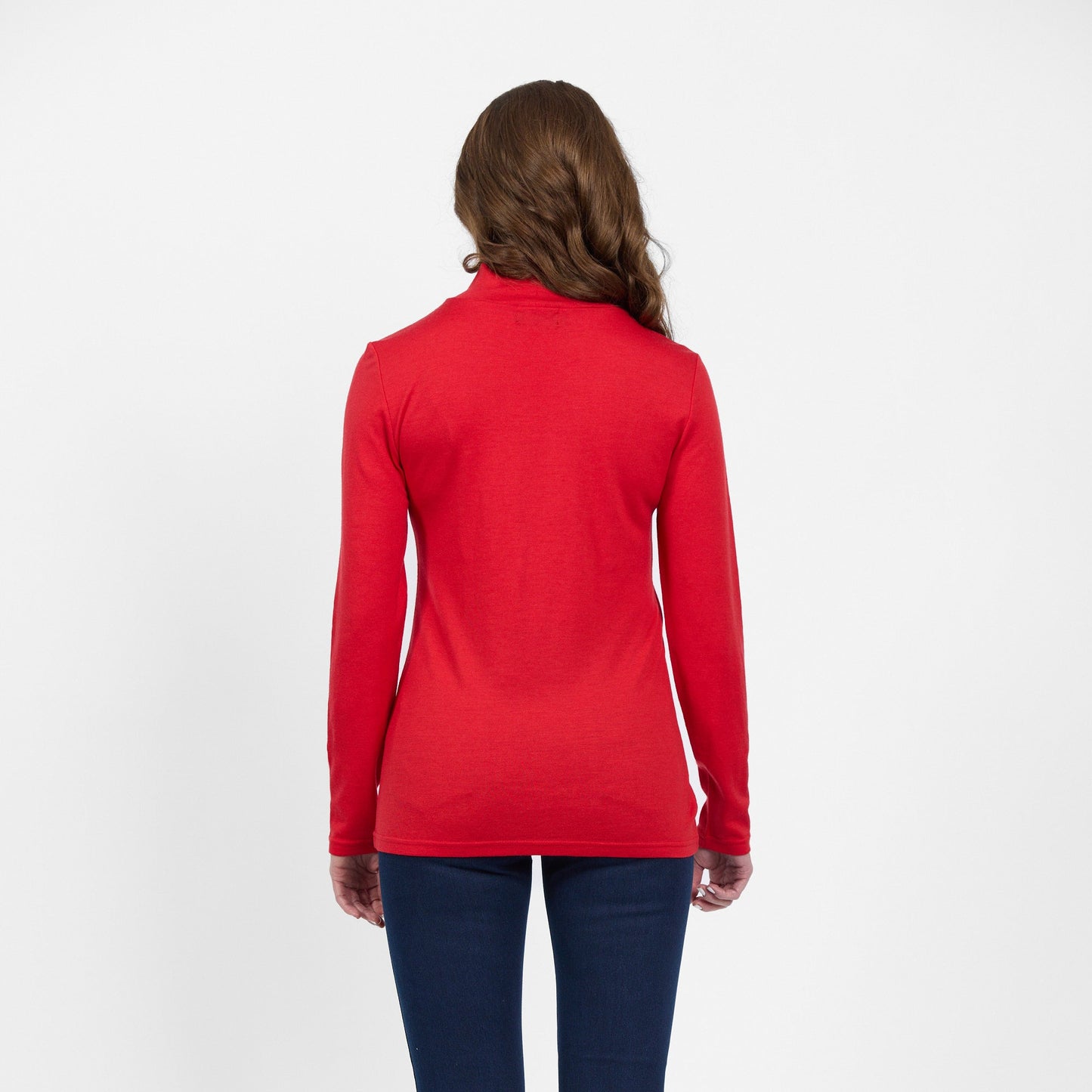 High neck, merino wool skivvy from Vassalli in red