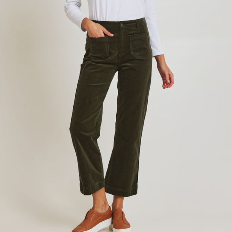 Vassalli Ankle Grazer cord pant in deep sage