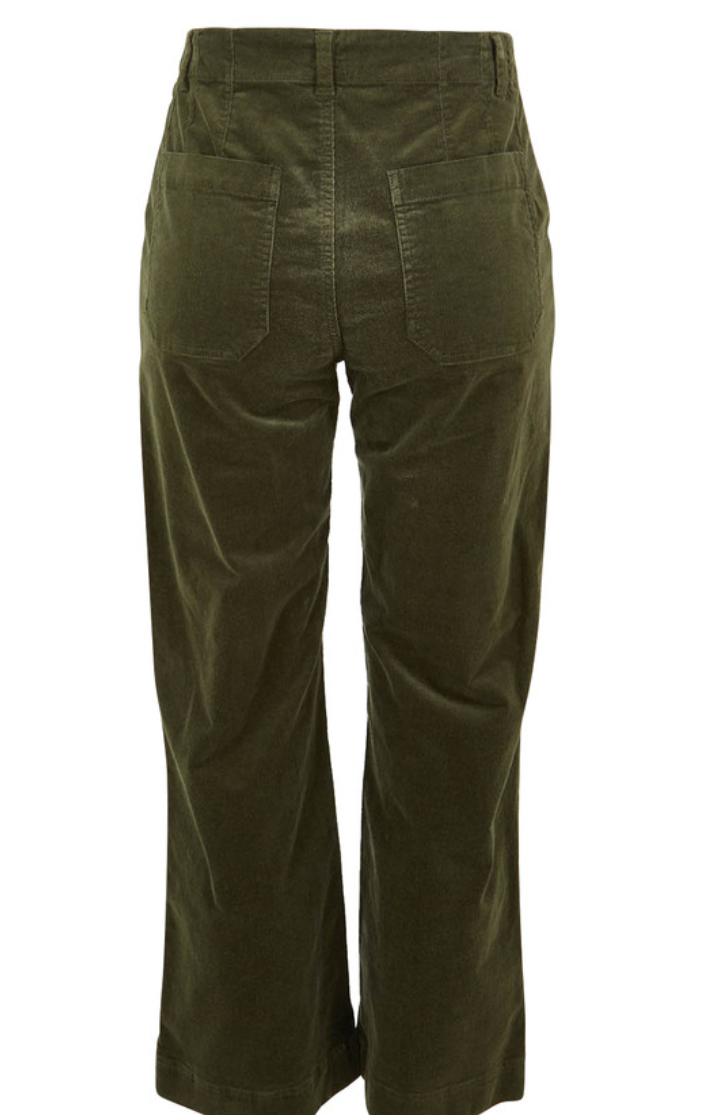 Green ankle grazer pants in cord