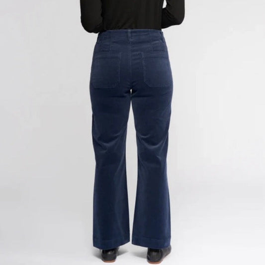 Vassalli straight leg cord pants with zip in slate 