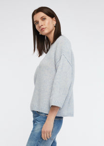 Zaket and Plover's Cosy Crew Jumper in Iceberg, side view of ladies sweater