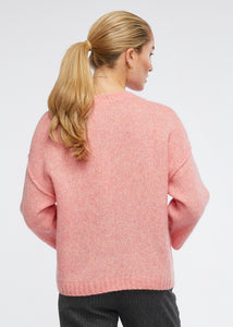 Zaket and Plover's Cosy Crew Jumper in Lolly, back view of ladies pink jumper